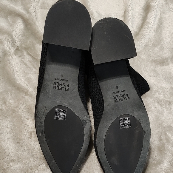 Eileen Fisher Honey Knit Booties Black Pointy Toe Pull On Block - Picture 3 of 10